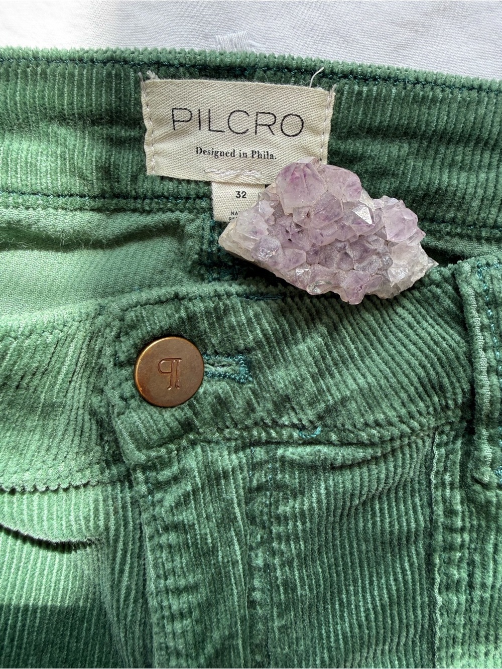 Anthropologie Pilcro The Icon Green Flare Leg Corduroy Pants Size 32 - Picture 16 of 16